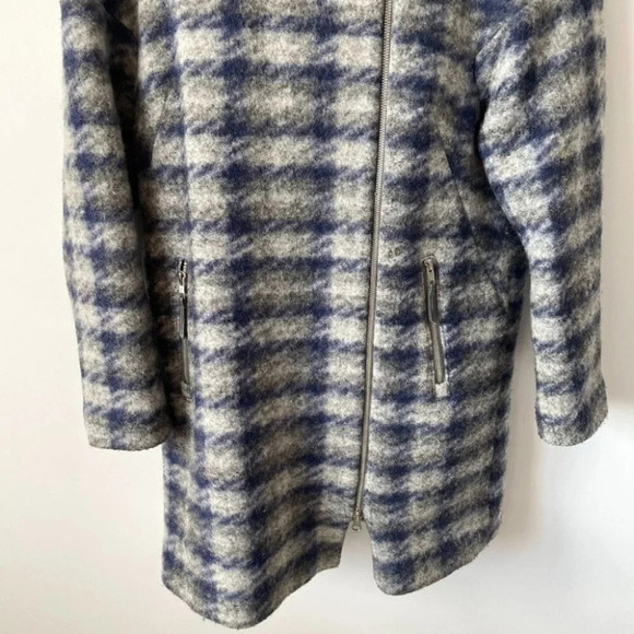 Soia & Kyo Kym Wool Blend Check Plaid Zip Jacket Hooded Coat Sz Medium - Picture 8 of 12
